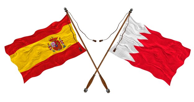 デザイナーのためのバーレーンとスペインの背景の国旗