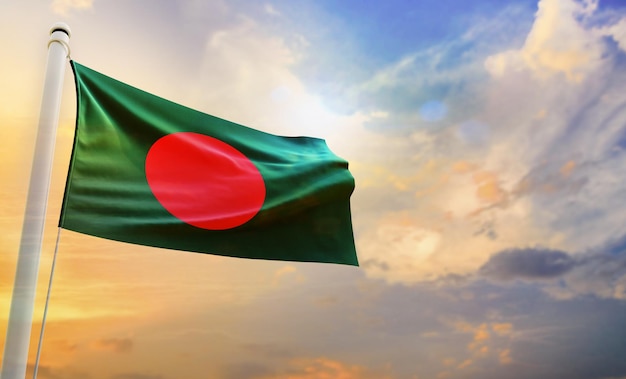 방글라데시의 국기, 고립 된 3d 흔들며 깃발,