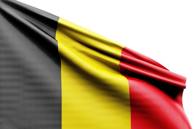 The national flag of Belgium from textiles on pole soft focus 3D illustration