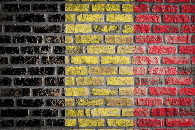 National flag of Belgium
 on an old brick wall