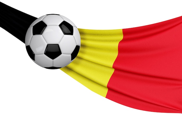 The national flag of Belgium with a soccer ball Football supporter concept 3D Rendering