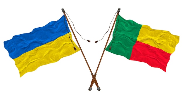 National flag of Benin and Ukraine Background for designers