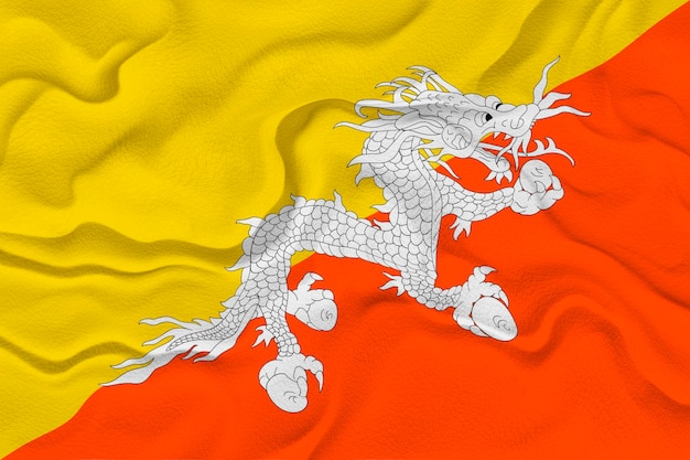 National flag of bhutan background with flag of bhutan