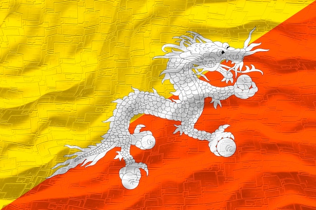 National flag of bhutan background with flag of bhutan