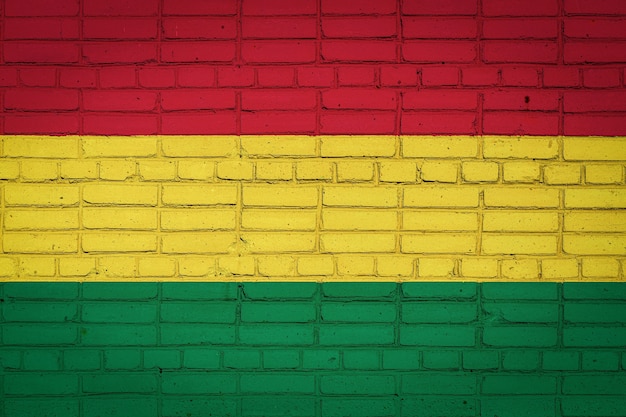 National flag of Bolivia depicting on an old brick wall