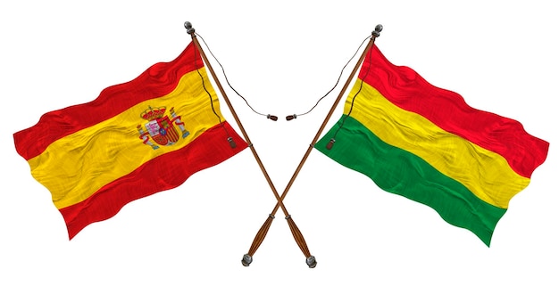 National flag of Bolivia and Spain Background for designers