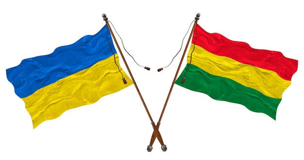 National flag of Bolivia and Ukraine Background for designers