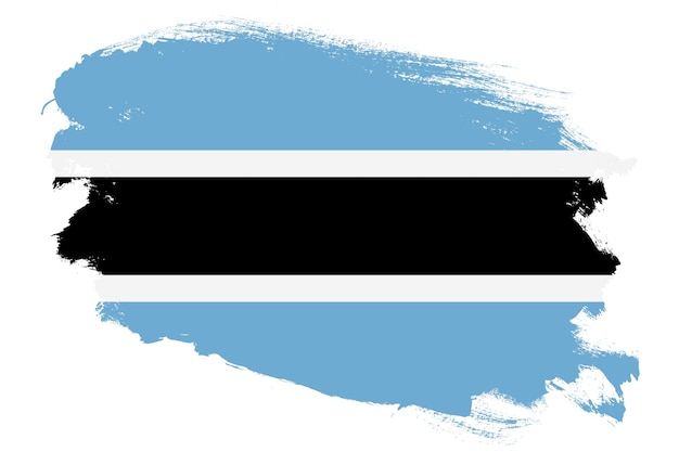 National flag of Botswana on grunge stroke brush textured white background