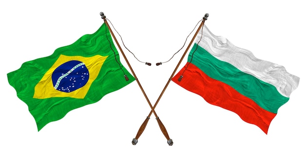 National flag of Bulgaria and Brazil Background for designers