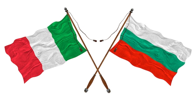 National flag of Bulgaria and Italy Background for designers