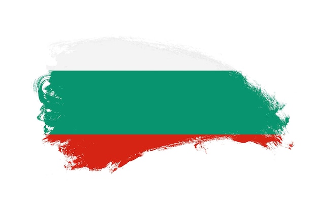 National flag of Bulgaria painted with stroke brush on isolated white