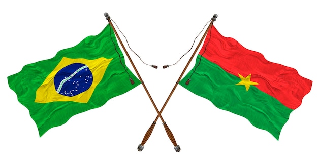 National flag of Burkina Faso and Brazil Background for designers