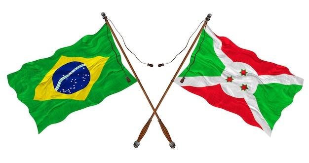 National flag of Burundi and Brazil Background for designers