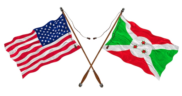 National flag of Burundi and United States of America Background for designers