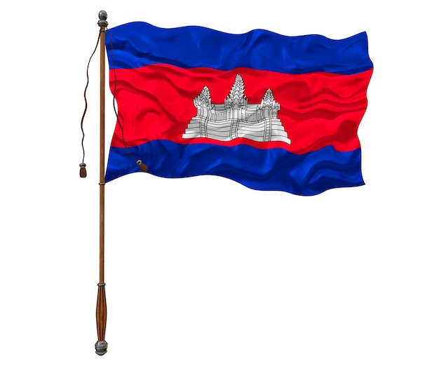 캄보디아의 국기와 함께 캄보디아 배경의 국기