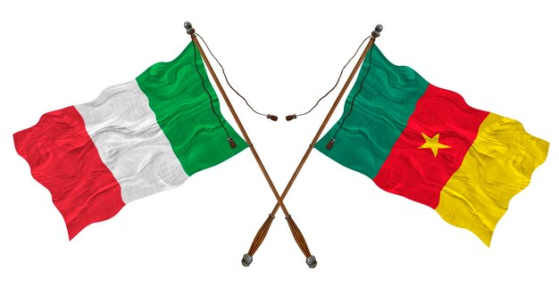 National flag of Cameroon and Italy Background for designers