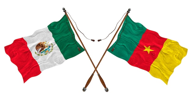 National flag of Cameroon and Mexico Background for designers