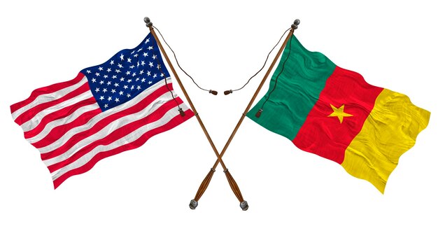 National flag of Cameroon and United States of America Background for designers