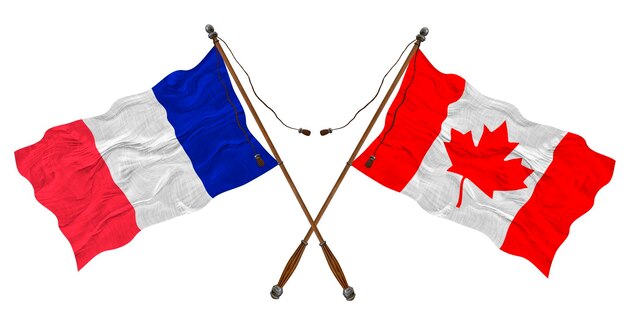 デザイナーのためのカナダとフランスの背景の国旗