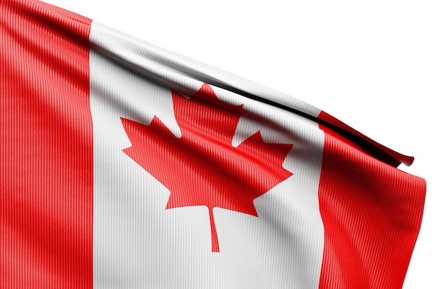 The national flag of Canada from textiles on pole soft focus 3D illustration