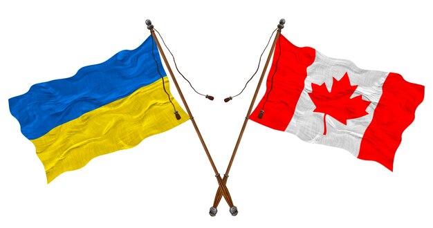 Photo national flag of canada and ukraine background for designers
