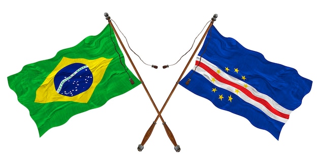 National flag of Cape Verde and Brazil Background for designers