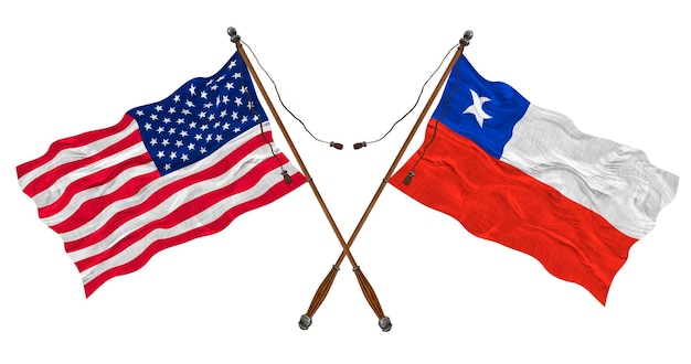 National flag of Chile and United States of America Background for designers