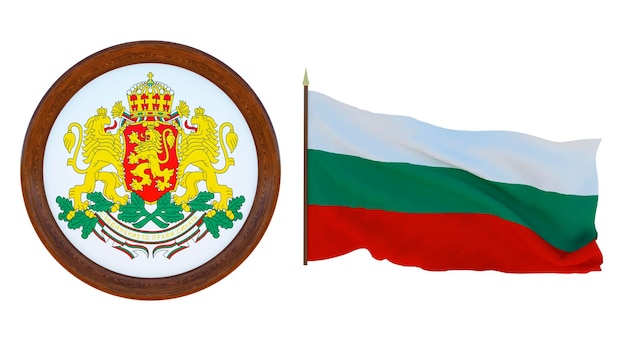 ブルガリアの国旗と紋章の3Dイラスト