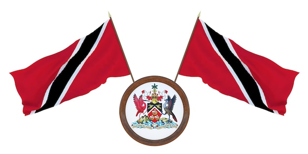 Photo national flag and the coat of arms 3d illustration of trinidad and tobago background for editors and designers national holiday