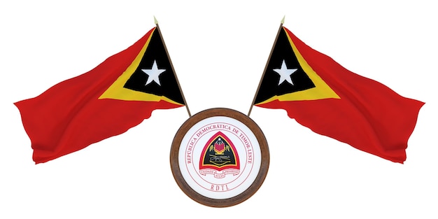 Photo national flag and the coat of arms 3d illustrationof east timor background for editors and designers national holiday