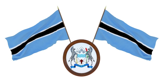 Государственный флаг и герб Ботсваны Фон для редакторов и дизайнеров 3D иллюстрация национального праздника