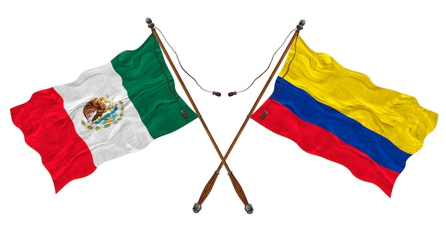 National flag of Colombia and Mexico Background for designers