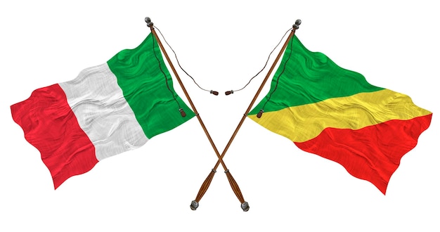 National flag of Congo brazzaville and Italy Background for designers