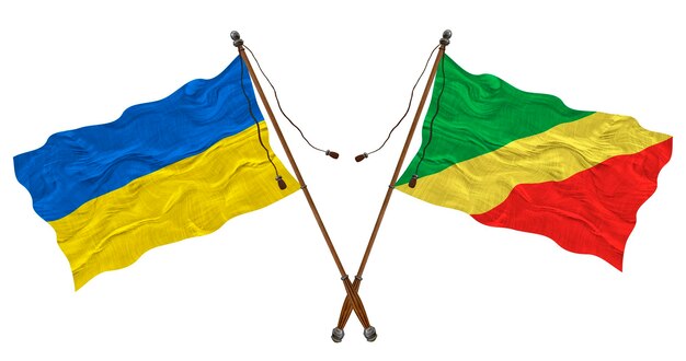 National flag of Congo brazzaville and Ukraine Background for designers