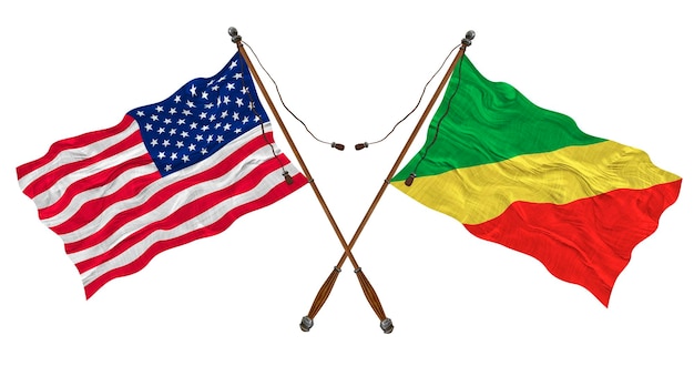 National flag of Congo brazzaville and United States of America Background for designers