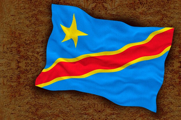 National flag of Congo Democratic Republic Background with flag of Congo Democratic Republic