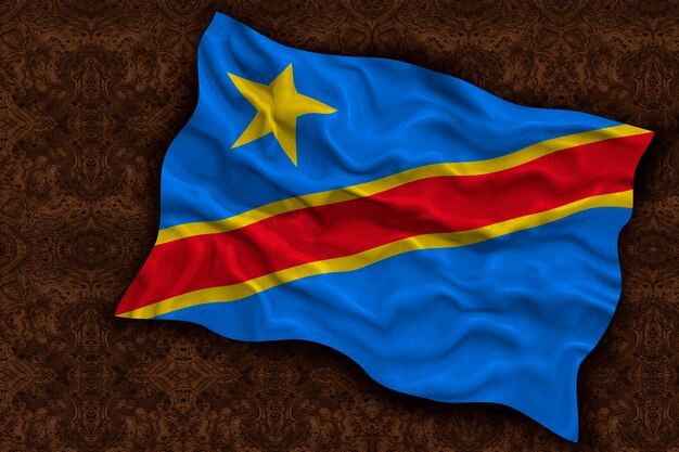 National flag of Congo Democratic Republic Background with flag of Congo Democratic Republic