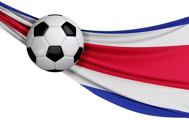 The national flag of Costa Rica with a soccer ball Football supporter concept 3D Rendering