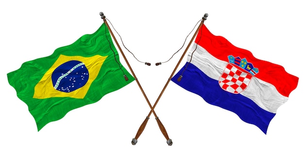 National flag of Croatia and Brazil Background for designers