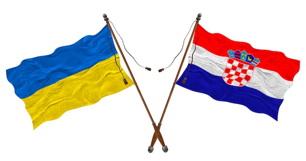 National flag of Croatia and Ukraine Background for designers