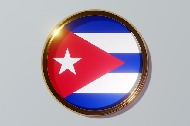 Photo the national flag of cuba in the form of a round window. flag in the shape of a circle. country icon.