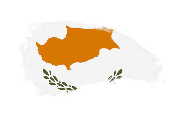 National flag of Cyprus painted with stroke brush on isolated white