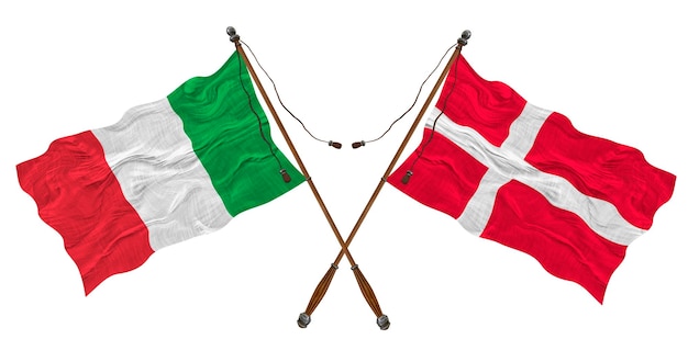 National flag of Denmark and Italy Background for designers