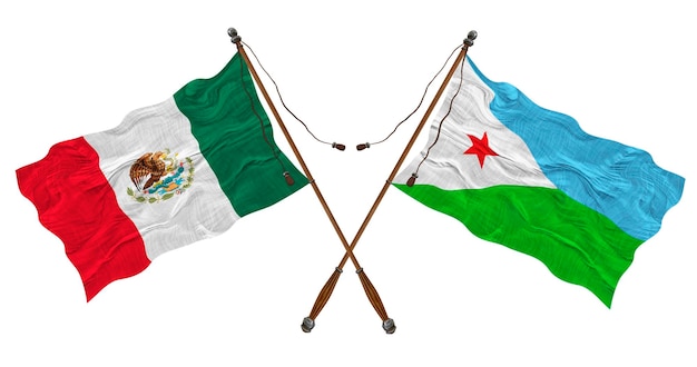 National flag of Djibouti and Mexico Background for designers