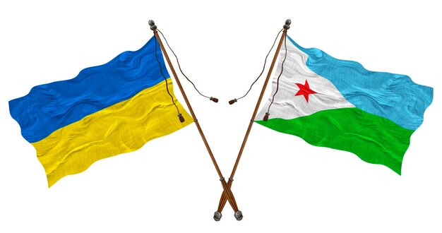 National flag of Djibouti and Ukraine Background for designers