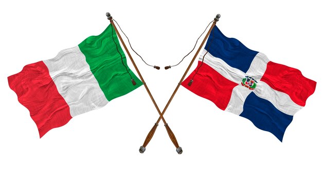 National flag of Dominican Republic and Italy Background for designers