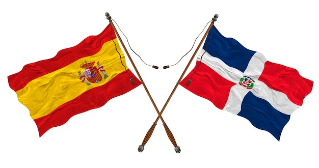 National flag of Dominican Republic and Spain Background for designers