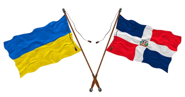 National flag of Dominican Republic and Ukraine Background for designers