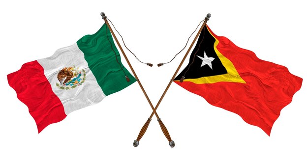 National flag of East Timor and Mexico Background for designers