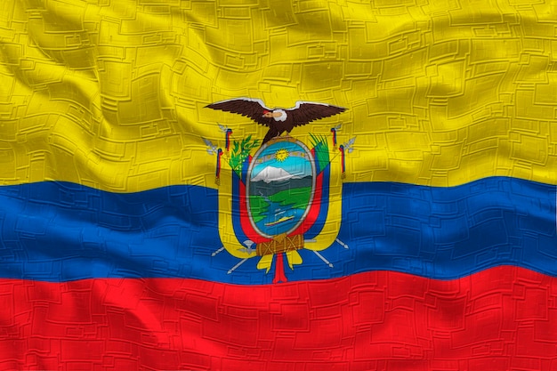 Foto bandiera nazionale dell'ecuador sfondo con bandiera dell'ecuador